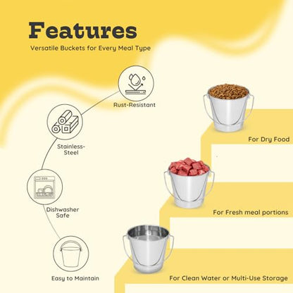 1Qt Stainless Steel Hanging Water Bucket for Dog Kennel 2-Pack - size: 1 Quart (Pack of 2)