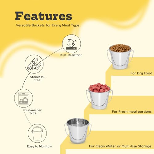 1Qt Stainless Steel Hanging Water Bucket for Dog Kennel 2-Pack - size: 1 Quart (Pack of 2)