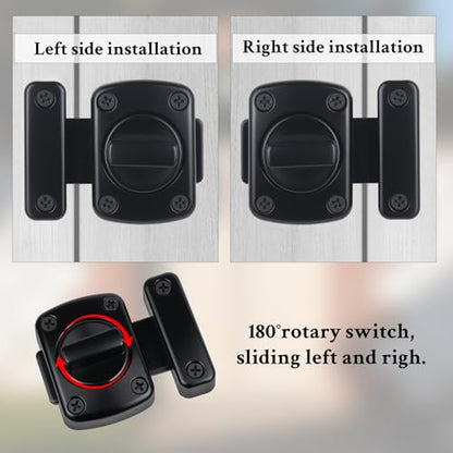 WellMade 2 Pack Heavy Duty Rotating Bolt Latch, 180° Double Sided Security Slide Lock – Zinc Alloy & Steel, Rustproof Gate Latch for Doors, Fences, Barns & Pet Enclosures