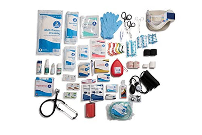 Scherber Fully-Stocked First Responder Professional Advanced EMT/EMS Trauma Kit | HSA/FSA Approved | Reflective Bag w/10+ Compartments, Zippered Pockets & 250+ First Aid Supplies (Black) - color: Black