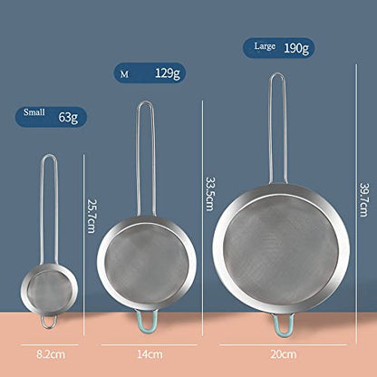 304 Stainless Steel 5.51 inch Fine Mesh Strainers for Kitchen, Colander-Skimmer with Handle, Sieve Sifters for Food, Tea, Rice, Oil, Noodles, Fruits, Vegetable 5.5 inch - size: Medium 5.5 inch