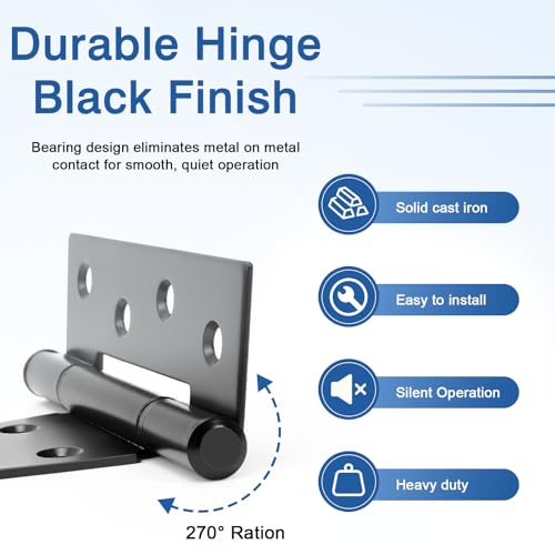 8 Inch T-Strap Gate Hinges, Heavy Duty Black Barn Door Hinges, 2 Pack - size: 8 Inch