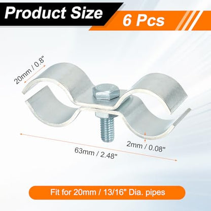 HARFINGTON 6pcs Chain Link Fence Panel Clamps 13/16" Galvanized Dog Kennel Clamps Fence Connector Temporary Dog Cage Hardware Parts with Bolts and Nuts for Round Pipe Panel Frame Cage - size: 13/16"