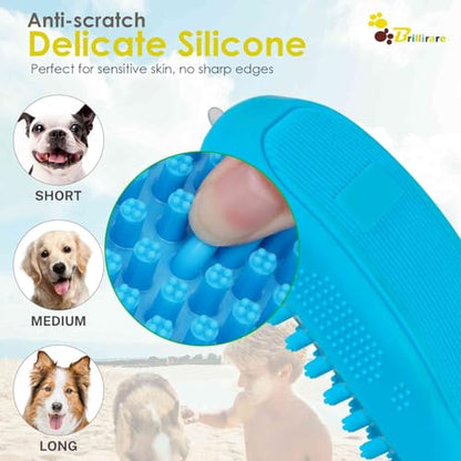Dog Grooming Brush, Premium Soft Silicone Pet Bath Brushes, Rubber Massage Shampoo Soothing Comb Scrubber for Wet Dry Long Short Haired Dogs & Cats Massaging, Deshedding Shower