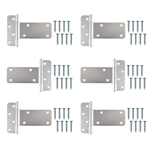5 in T-Strap Shed Door Hinges,260 Lbs Capacity,6 Pack Heavy Duty Tee Hinge - color: Silver, size: 5 in -6 pcs