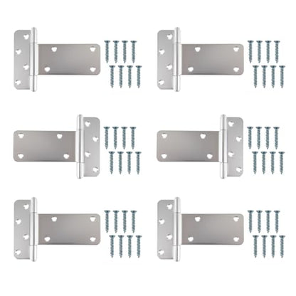 5 in T-Strap Shed Door Hinges,260 Lbs Capacity,6 Pack Heavy Duty Tee Hinge - color: Silver, size: 5 in -6 pcs