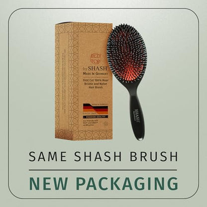 Since 1869 Hand Made In Germany - Nylon and 100% First Cut Boar Bristle Brush Suitable For Normal to Thick Hair - Gently Detangles, No Pulling or Split Ends - Softens Improves Texture, (Large) - size: Large