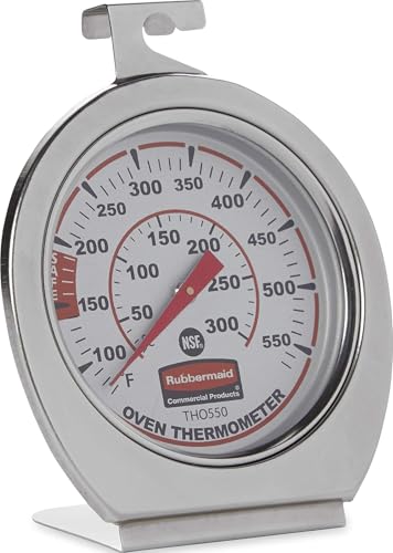 Rubbermaid Commercial Products Stainless Steel Monitoring Thermometer, Safe for Inside Oven/Grill/Smoker, 60-580°F Range, Easy to Read Food Thermometer For Food Resturant/Home Cooking - style: Oven Thermometer