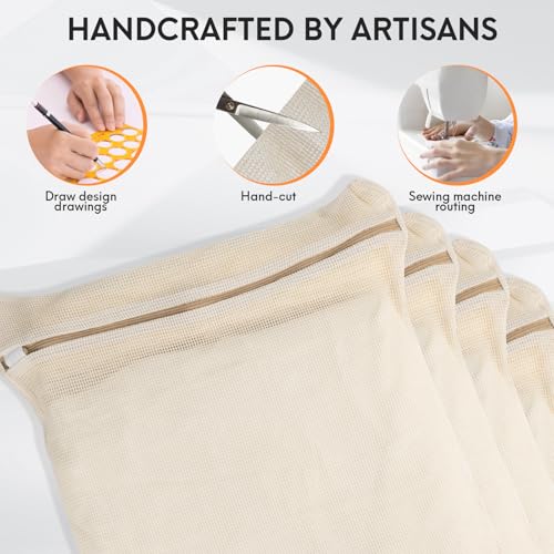 4-Piece Large Durable Organic Cotton Mesh Laundry Bags with Sturdy Zippers and Breathable Mesh are Delicate Laundry Bags for Underwear, Clothes, Pants and Socks - size: Large