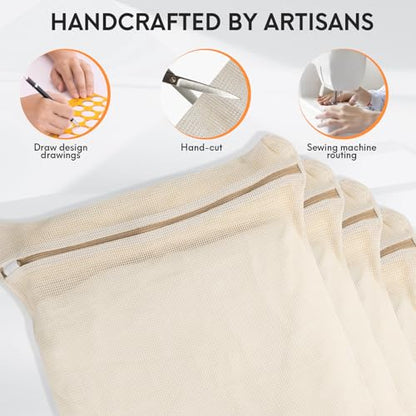 4-Piece Large Durable Organic Cotton Mesh Laundry Bags with Sturdy Zippers and Breathable Mesh are Delicate Laundry Bags for Underwear, Clothes, Pants and Socks - size: Large