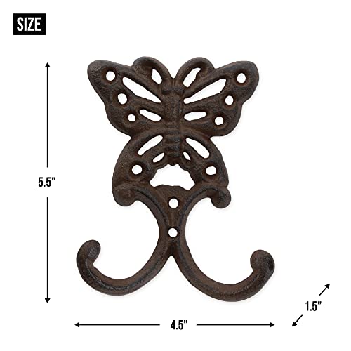DII Cast Iron Decorative Wall Hook Set, Butterfly, 2 Count - size: Butterfly