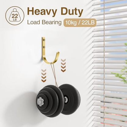 10 Pack 22LB Wall Hooks for Hanging Towel/Coat, Brushed Gold - color: Brushed Gold, size: 10 Pack