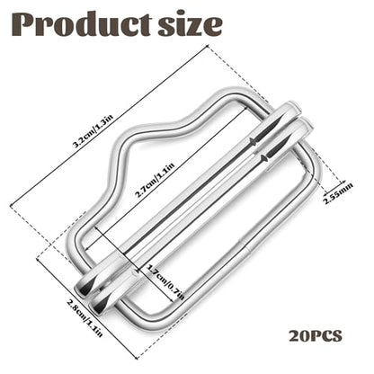 20 Pcs Electric Fence Poly Tape End Splicer 1.3 Inches Fencing Polytape Connectors Polytape Buckle Poly Tape Splicer Electric Fence Connectors for Gate Handle Connection(Silver)