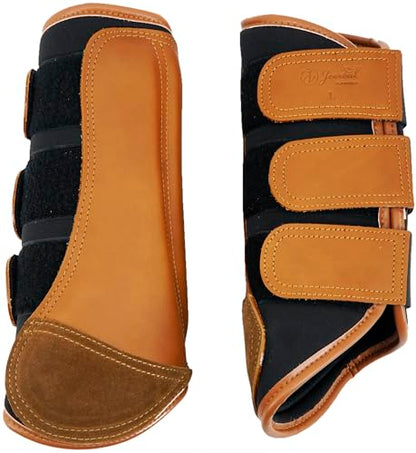 Jeereal Brushing Horse Boots Equine Boots | Protective Gear and Training Equipment | Neoprene,Waterproof Cloth and Genuine Leather Made of (Brown, Cob (Medium)) - color: Brown, size: Cob (Medium)
