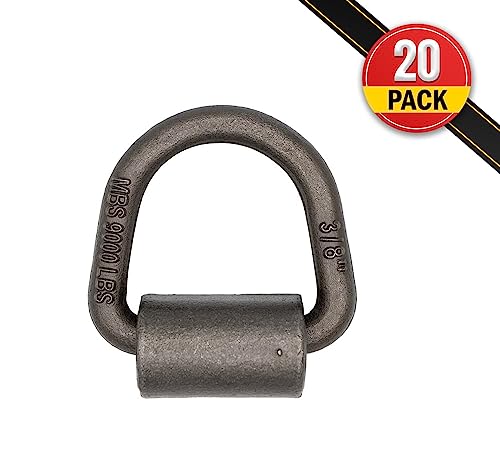 Mytee Products (20 Pack) 3/8" Heavy Duty Weld On D Ring - 9,000 LBS Breaking Strength Tie Down Anchor for Truck Bed - Forged D Rings for Trailer - size: 20 - Pack