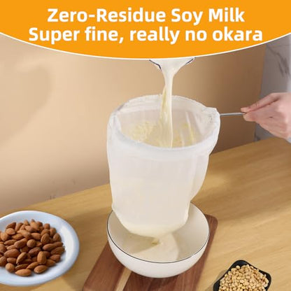 5 Pcs Premium Ultra Fine Mesh Strainer Bags with Stainless Steel Handle, Reusable Nut Milk Bags, Cheese Cloths for Straining Juice, NutMilk, Coffee, Thai Tea, Yogurt and Soup (Large) - size: Large