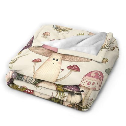 Cute Mushroom Blanket Retro Mushroom Fleece Throw Blanket Fuzzy Plush Super Soft Cozy Warm Rustic Bedding Blanket Stuffed Animal Gifts for Boys Girls Kids Adult Men Women 60"X50" - color: Mushroom-n, size: 60"x50"