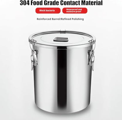3.17Gal 304 Stainless Steel Airtight Canister,Metal Bucket Large Stainless Steel Canisters - Locking Clamp & Airtight Lids - Dog Food/Bird Seed/Coffee Storage Container - color: 3.17 GAL