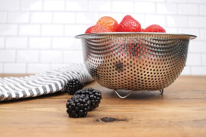 RSVP International Endurance Kitchen Collection Colander Strainer, Berry, Pierced Stainless Steel - size: Berry