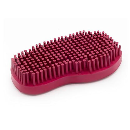 Grewal Equestrian Snuggy Groomer Soft Teeth Rubber Groomer Curry (Pink) - color: Pink
