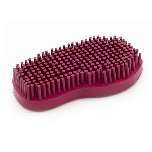 Grewal Equestrian Snuggy Groomer Soft Teeth Rubber Groomer Curry (Pink) - color: Pink