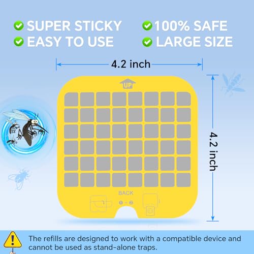 20 PCS Flying Insect Refills for Indoor Fly Light Trap, Indoor Fly Trap Plug-in Insect Trap Replacement Mosquito Sticky Glue Boards (Yellow) - color: Yellow