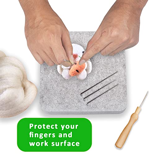 FCENDS Needle Felting Mat, 100% Natural Wool Needled Felting Pad, 6x6x1 inch Eco-Friendly Felting Block, Thick and Firm (6"x6")