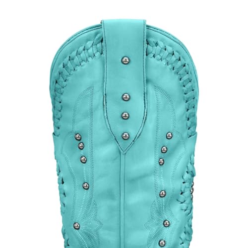 Yolkomo Cowboy Boots for Women Knee High Western Cowgirl Boots - color: Turquoise, size: 6.5