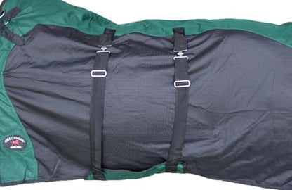 Challenger Horse 1200D Turnout Sheet Waterproof, Breathable, Light-Weight Rain Blanket with Bellyband, Ripstop Outer Shell 3EE13B - color: Hunter Green Black, size: 76 inches