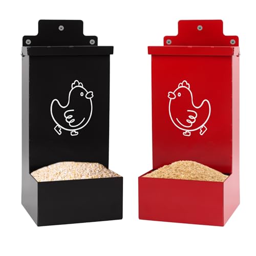 Automatic Chicken Grit Feeder Metal Oyster Shell Feeder with Lid, Chickens Coop Accessories Improve Eggshell Quality and Hen Health(Color:Metal)