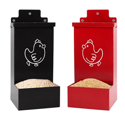 Automatic Chicken Grit Feeder Metal Oyster Shell Feeder with Lid, Chickens Coop Accessories Improve Eggshell Quality and Hen Health(Color:Metal)