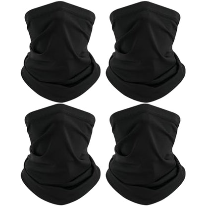 TICONN Neck Gaiter for Men Women, Cooling Bandana Face Mask Cover Gator - color: Black-4pk, style: Quick Dry