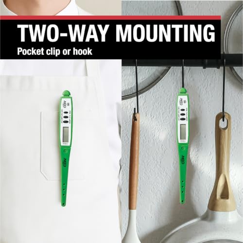 CDN ProAccurate® Instant Read Digital Pocket Thermometer with 2.75" Stainless Steel Tip for Accurate Temperature Measurement, Green (DT450X-G) - color: Green
