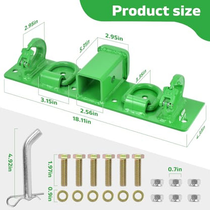 Tractor Bucket Grab Hooks 2” Receiver D Rings with Self-Locking Function