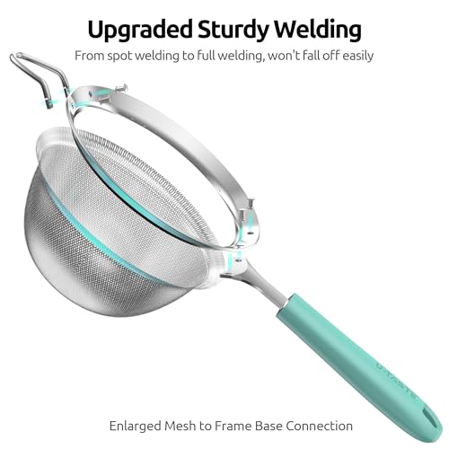 U-Taste Fine Mesh Strainer, 18/8 Stainless Steel Sieve 30 Mesh, M/Aqua Sky - color: (1) Aqua Sky, size: M-4.73in