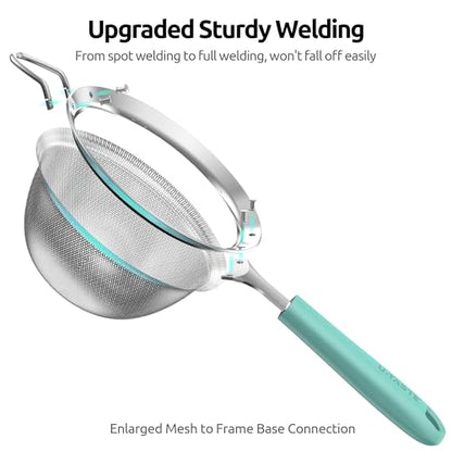 U-Taste Fine Mesh Strainer, 18/8 Stainless Steel Sieve 30 Mesh, M/Aqua Sky - color: (1) Aqua Sky, size: M-4.73in