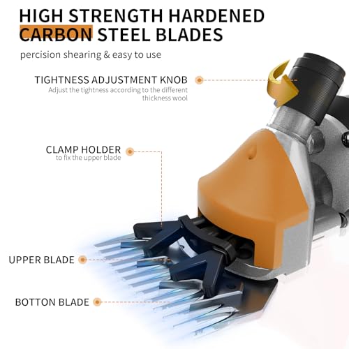 1200W Sheep Shears Clippers, 3200RPM 6-Speed Heavy Duty Electric Sheep Shears, 13T Blades, Professional Livestock Clippers for Farm Alpacas Goats with Video Guide (Orange) - color: Vitality Orange