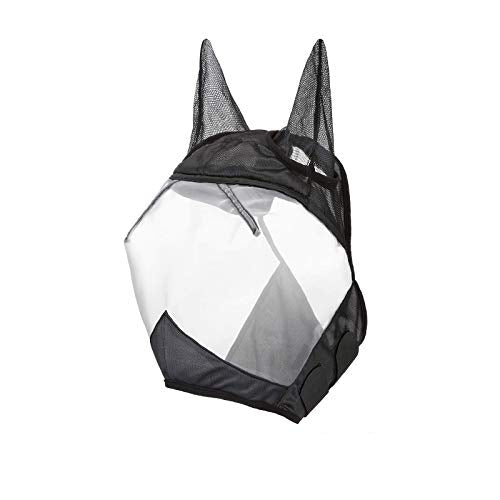 Harrison Howard CareMaster Ergonomically Designed Thick Fleece Padding Fly Mask Half Face Black/Silver Retro (L; Full Size) - color: Black/Silver, size: Full (Large)