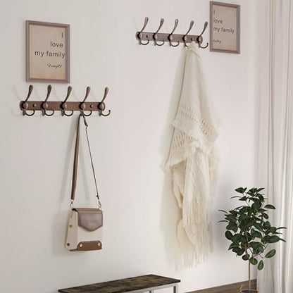 Dseap Wall Mounted Coat Rack - 5 Tri Hooks, Heavy Duty, Stainless Steel, Metal Coat Hook Rail for Coat Hat Towel Purse Robes Mudroom Bathroom Entryway,Antique Copper - color: Antique Copper, size: L=16" (1 Pcs)