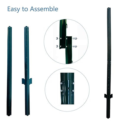 7 Feet Heavy Duty Metal Fence Post Green, Pack of 5, for 72 Inch High Welded Garden Wire Fence U-Channel Steel Garden Post Assemble - color: Green, size: 7',5 PCS