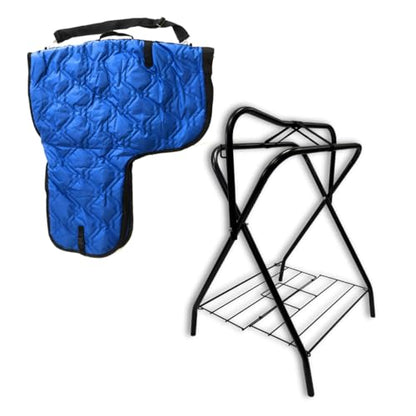 AJ Tack Saddle Rack and Carrier Bundle, Steel, 420D, 38x33 Royal Blue - color: Royal Blue