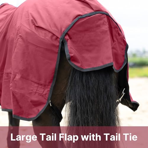 RESISTANCE Premium 1680D Waterproof Horse Turnout Blanket with 300g Polyfill & Adjustable Buckle Closure - color: Brick Red, size: 70"