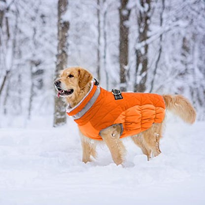 Lelepet Dog Coat Warm Dog Winter Coat Waterproof Dogs Jacket with Harness - color: Orange, size: X-Small