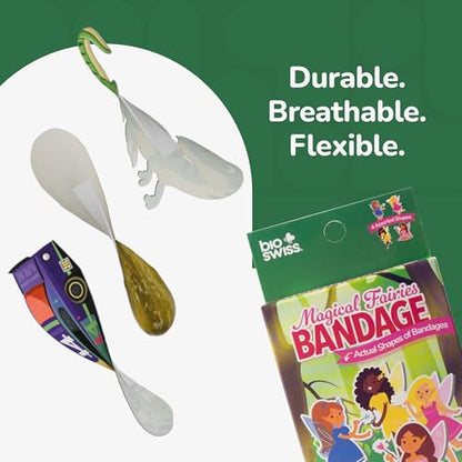 BioSwiss Bandages, Magical Fairies Shaped Self Adhesive Bandage Set, Latex Free, Sterile Wound Care, 24 Count - color: Fairies, size: 24-Count Box