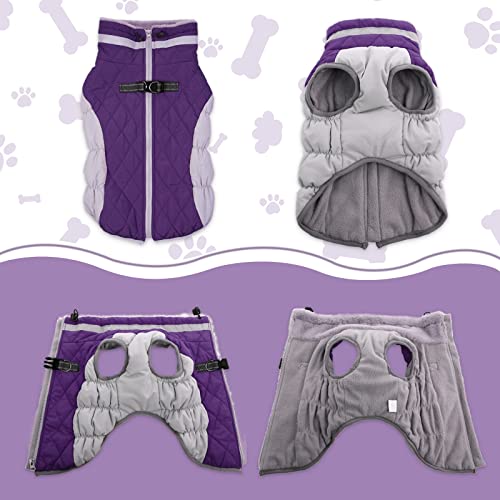 Lelepet Warm Dog Coats for Small Dogs, Waterproof Dog Jacket with Harness - color: Purple, size: X-Small
