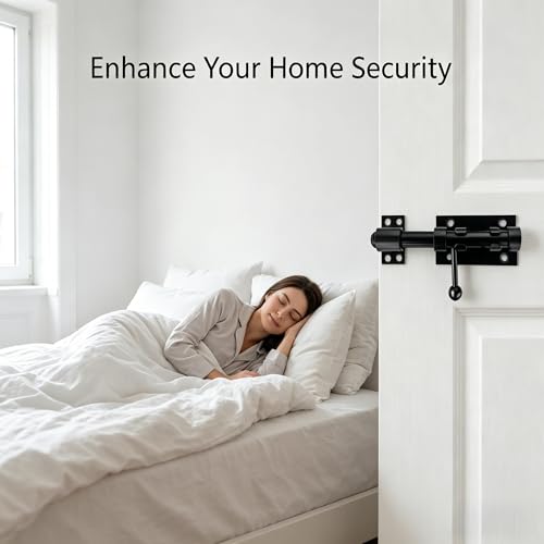 1-Pack 7.7" Barrel Bolt Latch Black,Stainless Steel Heavy Duty Gate Latches - color: Black-7.7inch