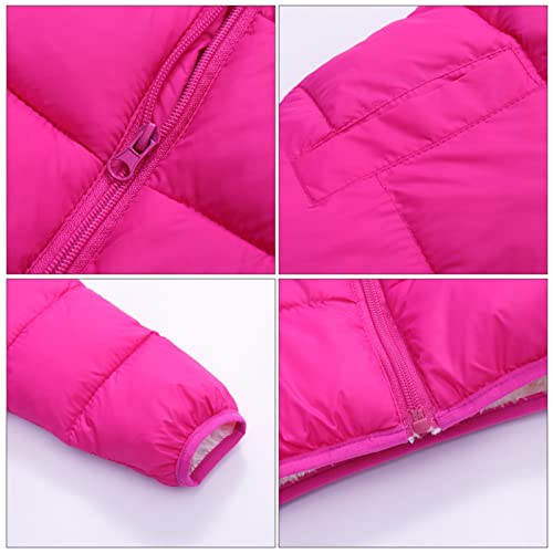 Happy Cherry Boys Girls Winter Thick Jacket Warm Fleece Fur Lining Zipper Hooded Windproof Coat Outwear for 1-7 Years - color: Rose Pink, size: 9-18 Months