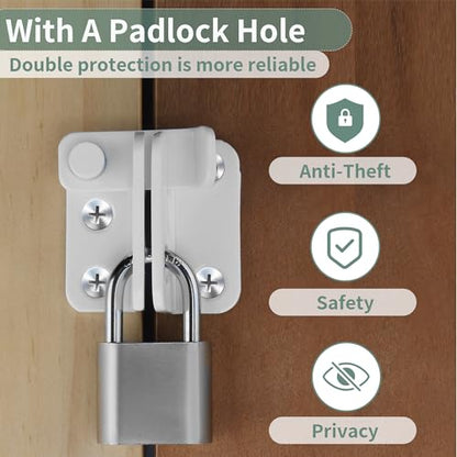 Mooche 2Pack Flip Latch Gate Latch with Padlock Hole, White 1.8"*1.6" - color: White, size: 2 pack-Stainless Steel Small Size