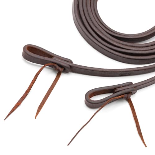 Jeffers Equine LuxeLeather Heavy Oiled Western Leather Horse Reins – Split, Laced & Roping Styles with Tie or Snap Ends for Riding & Training - size: 5/8" x 8'