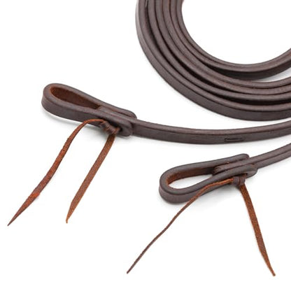 Jeffers Equine LuxeLeather Heavy Oiled Western Leather Horse Reins – Split, Laced & Roping Styles with Tie or Snap Ends for Riding & Training - size: 5/8" x 8'